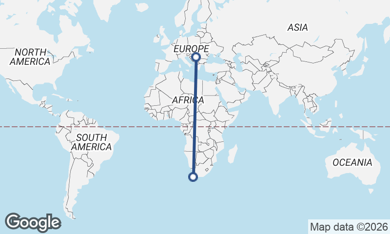 Belgrade to Cape Town