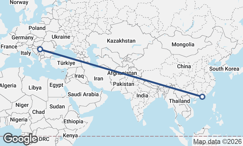 Belgrade to Hong Kong