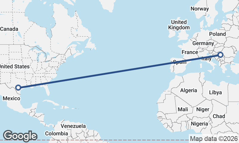 Belgrade to San Antonio