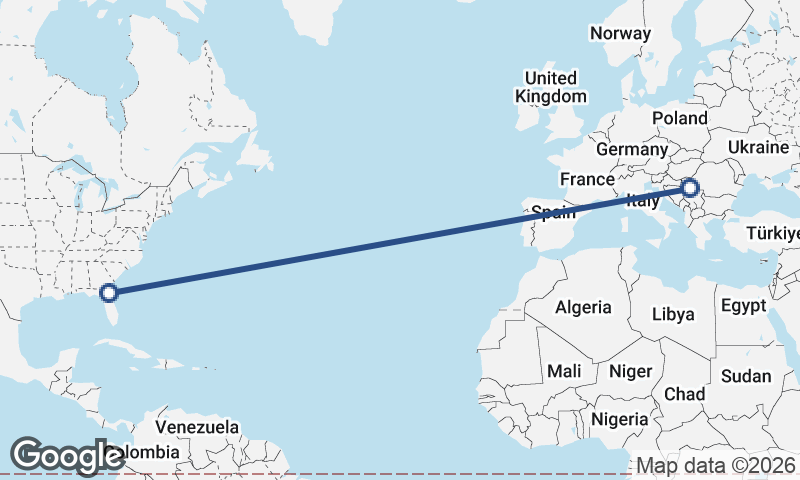 Belgrade to Jacksonville