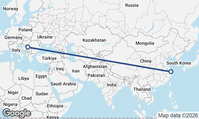 Belgrade to Shanghai