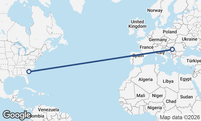 Belgrade to Charleston