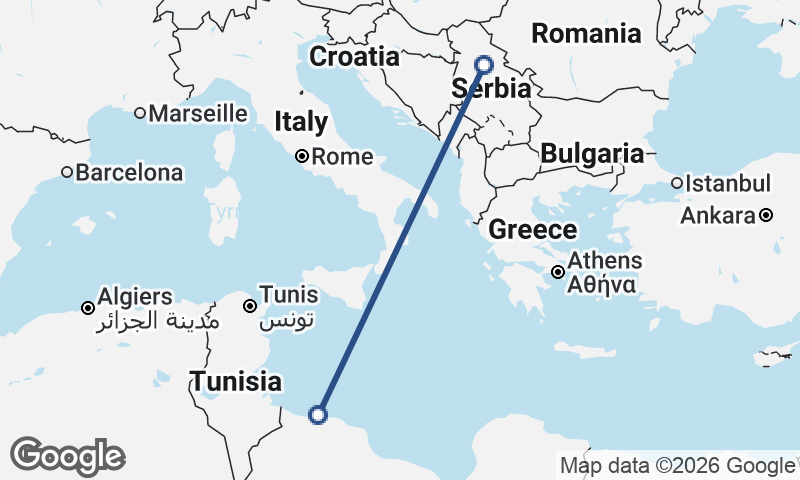 Belgrade to Tripoli