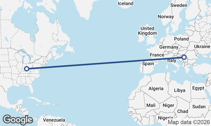 Belgrade to Cincinnati