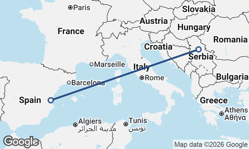 Belgrade to Valencia