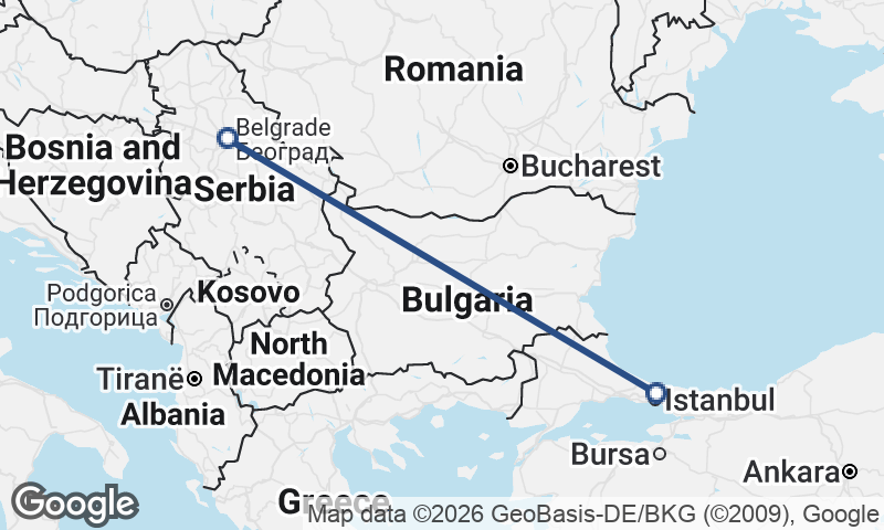 Belgrade to Istanbul