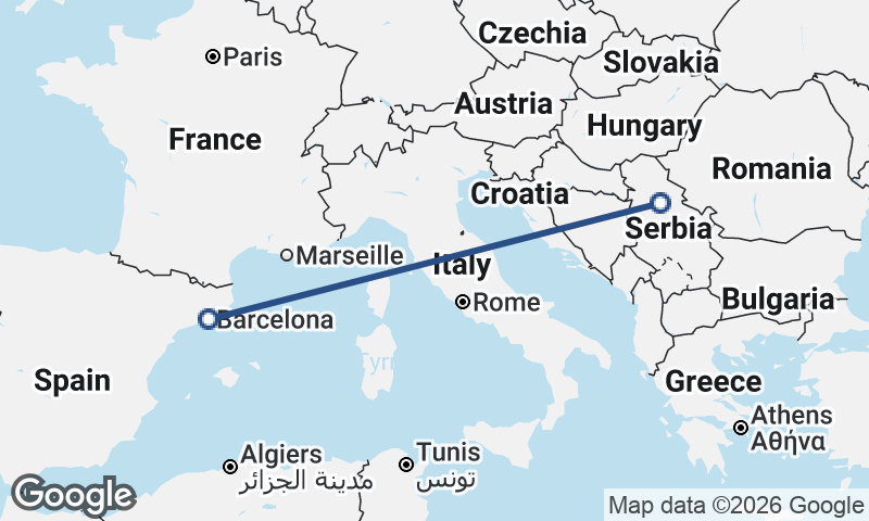 Belgrade to Barcelona