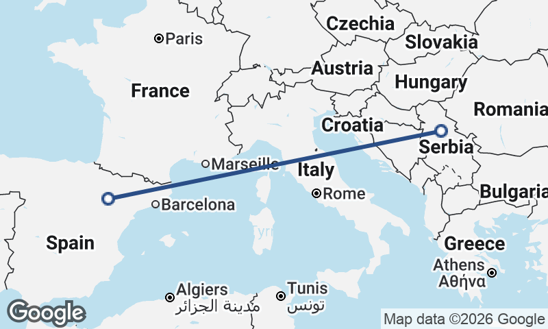 Belgrade to Zaragoza