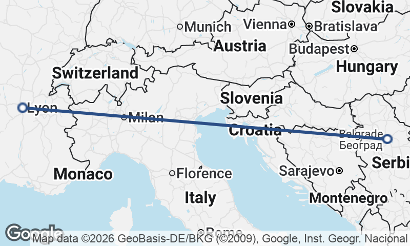 Belgrade to Lyon