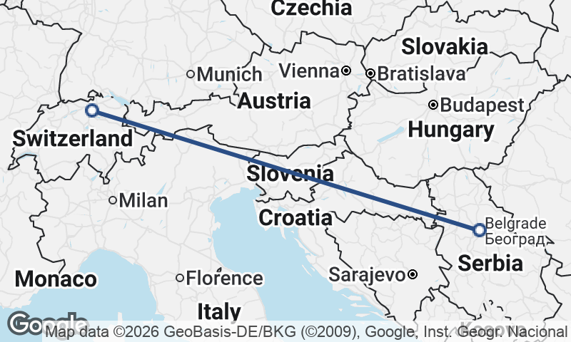 Belgrade to Zürich