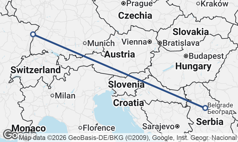 Belgrade to Strasbourg