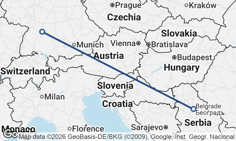 Belgrade to Stuttgart