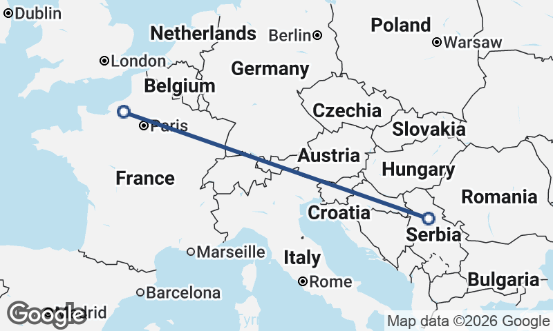 Belgrade to Rouen