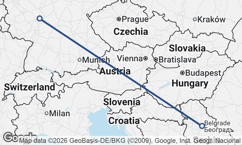 Belgrade to Frankfurt