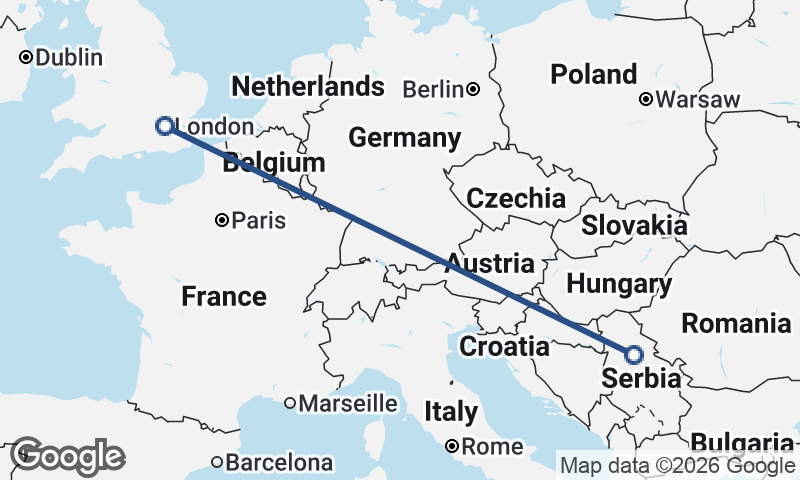 Belgrade to London
