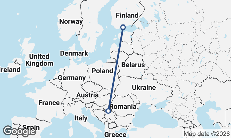 Belgrade to Helsinki