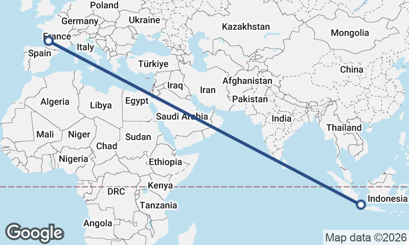 Bordeaux to Jakarta