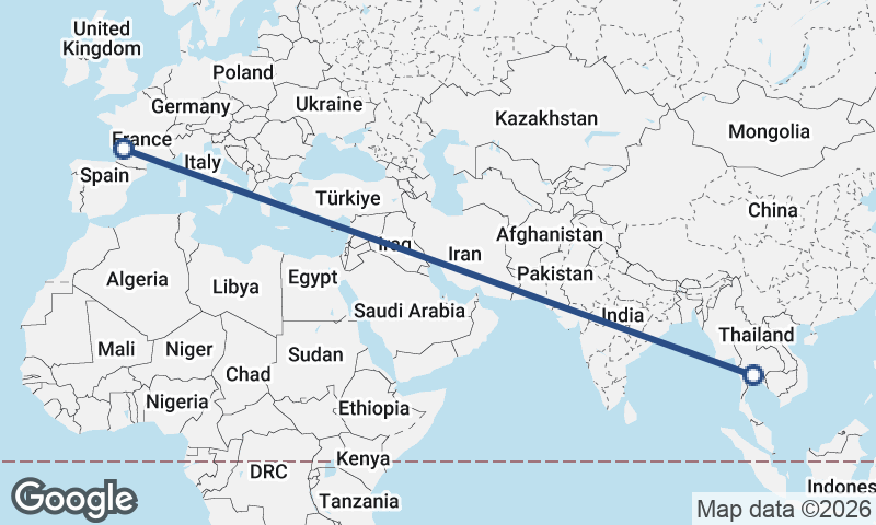 Bordeaux to Bangkok