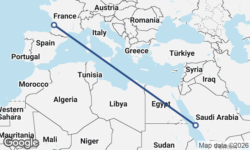 Bordeaux to Jeddah