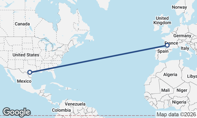 Bordeaux to San Antonio