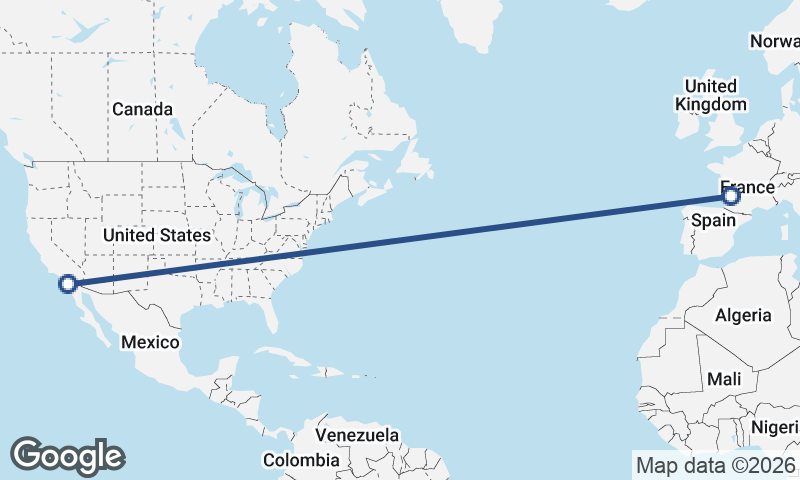 Bordeaux to San Diego