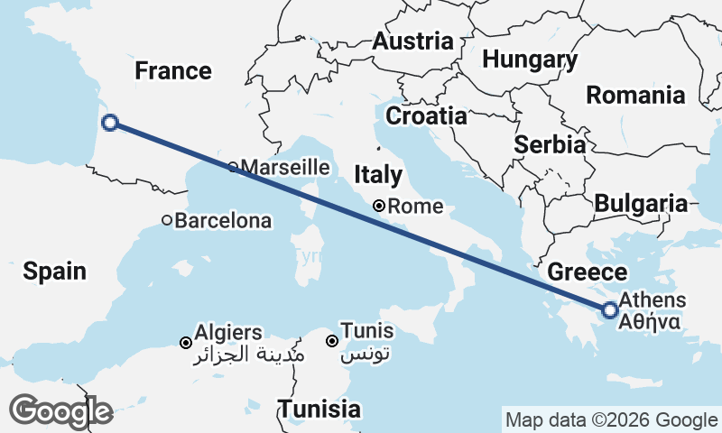 Bordeaux to Athens
