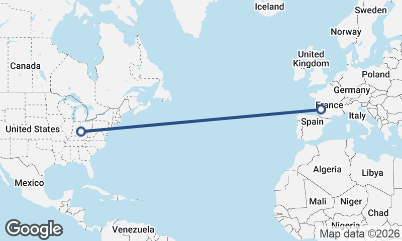 Bordeaux to Cincinnati