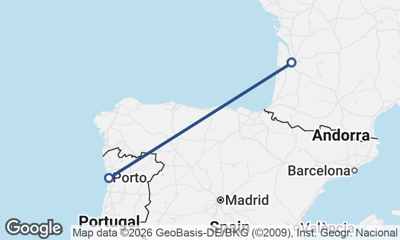 Bordeaux to Porto