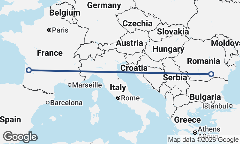 Bordeaux to Bucharest