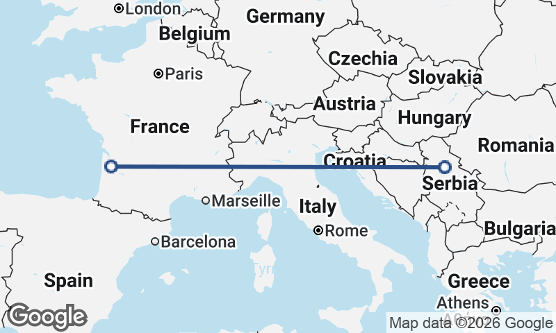 Bordeaux to Belgrade