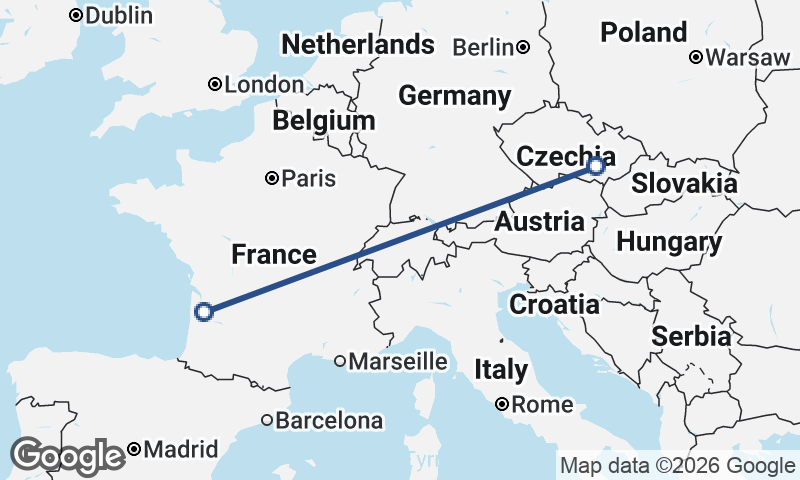 Bordeaux to Brno