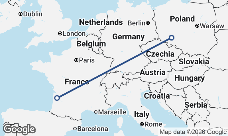 Bordeaux to Wrocław