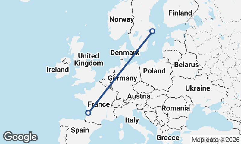 Bordeaux to Stockholm