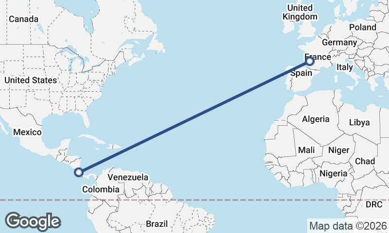 Bordeaux to San José