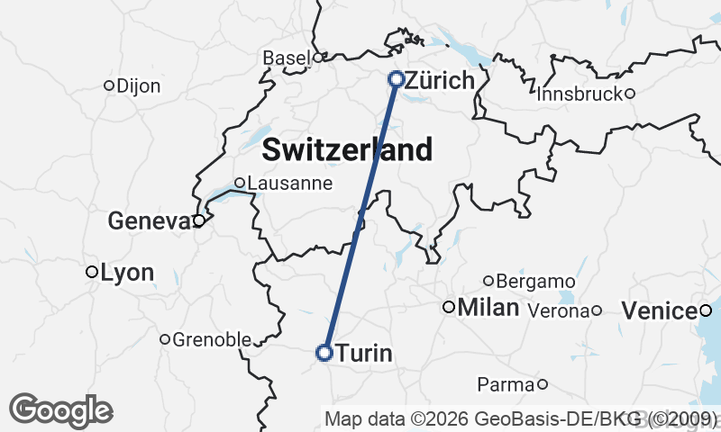 Turin to Zürich