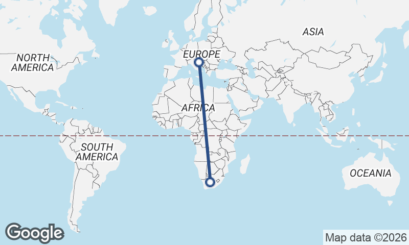 Croatia to South Africa
