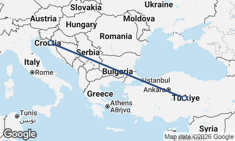 Croatia to Turkey