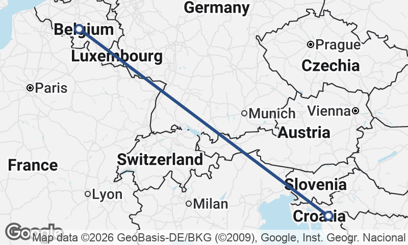 Croatia to Belgium