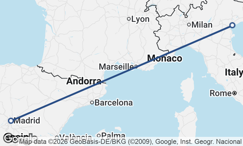 Venice to Madrid