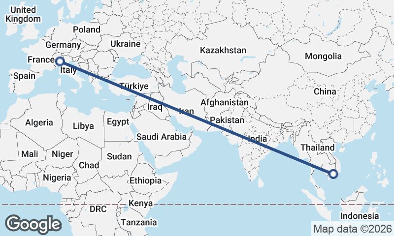 Milan to Ho Chi Minh City