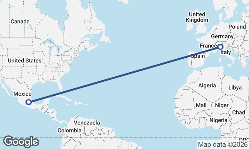 Milan to Mexico City