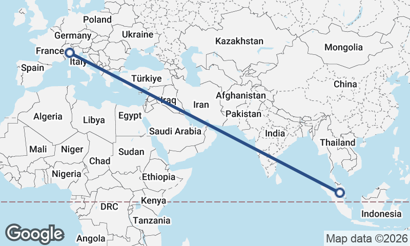 Milan to Kuala Lumpur