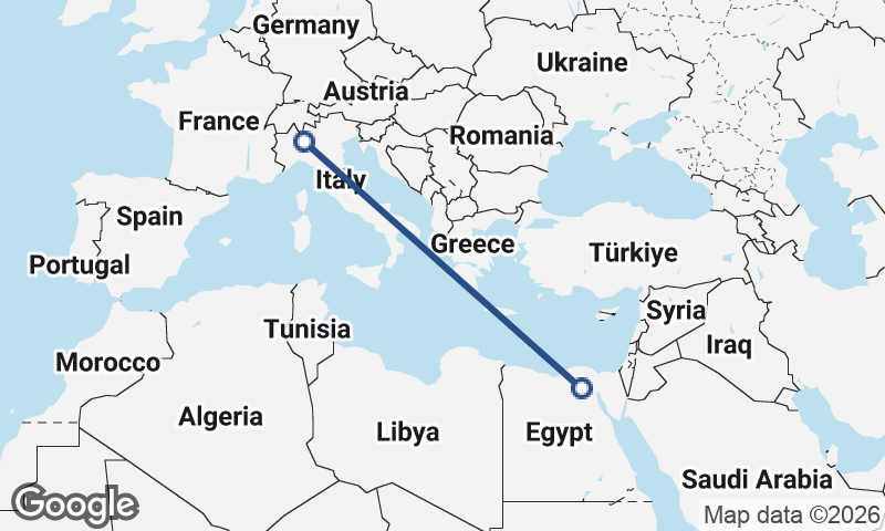 Milan to Cairo