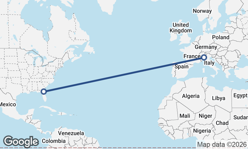 Milan to Jacksonville