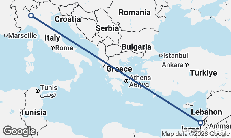 Milan to Haifa