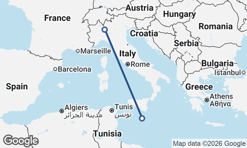 Milan to Valletta