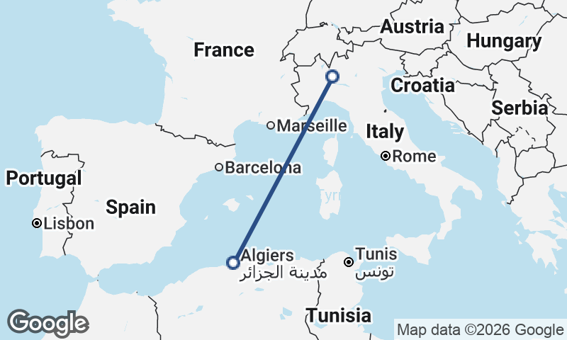 Milan to Algiers