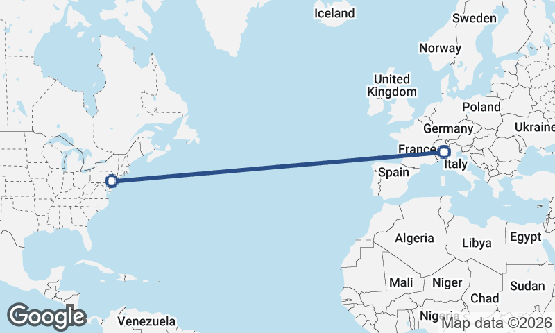 Milan to Philadelphia