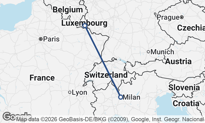 Milan to Luxembourg City
