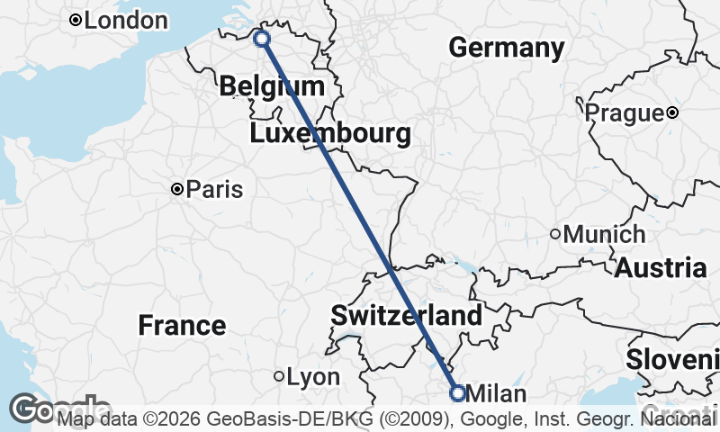 Milan to Antwerp